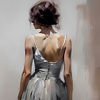 A series of graphics: The woman with the white blouse.