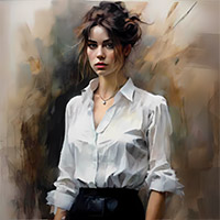 A series of graphics: The woman with the white blouse.