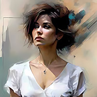 A series of graphics: The woman with the white blouse.