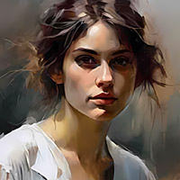A series of graphics: The woman with the white blouse.